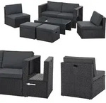 Juskys Polyrattan Gartenm&ouml;bel Set Salou - Lounge f&uuml;r 6 Personen, wetterfest -
