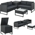 Juskys Polyrattan Lounge Santorini - Sitzecke mit Beistelltisch & Auflagenbox -