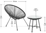 Juskys Balkonm&ouml;bel Set Ostana 3-teilig - Tisch & 2 Sessel - stilvolle...
