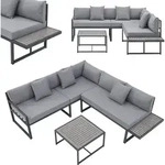 Juskys Gartenm&ouml;bel Lounge St. Tropez f&uuml;r 4 Personen - Tisch, Sofa & Kissen - Set