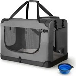 Juskys Hundetransportbox Lassie M (grau) faltbar - 42 x 60 x 44 cm - Hundebox mit