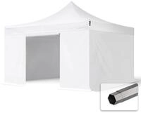 TOOLPORT 4x4m Stahl Faltpavillon, inkl. 4 Seitenteile, wei&szlig;
