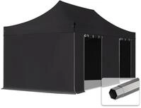 TOOLPORT 3x6m Stahl Faltpavillon, inkl. 4 Seitenteile, schwarz
