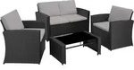 tectake&reg; Rattan Lounge Jesolo f&uuml;r 4 Personen widerstandsf&auml;hig - Schwarz