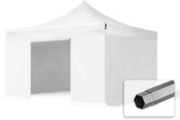 TOOLPORT 4x4m Stahl Faltpavillon, inkl. 4 Seitenteile, wei&szlig;
