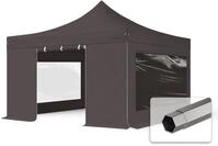 TOOLPORT 4x4m Stahl Faltpavillon, inkl. 4 Seitenteile, dunkelgrau