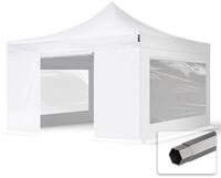 TOOLPORT 4x4m Stahl Faltpavillon, inkl. 4 Seitenteile, wei&szlig;