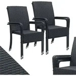 Juskys Polyrattan Gartenst&uuml;hle Yoro 4er Set - mit Armlehnen & R&uuml;ckenlehne - 4