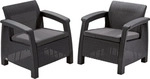 Garten-Set Korfu II DUO - 75 x 70 x 79cm - Graphit - Grau