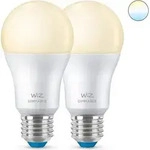 WiZ Lampe 60 W A60 E27 x2, Intelligentes Leuchtmittel, Wi-Fi/Bluetooth, Wei&szlig;,...