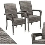 Juskys Polyrattan Gartenst&uuml;hle Yoro 4er Set - mit Armlehnen & R&uuml;ckenlehne - 4