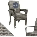 Juskys Polyrattan Gartenst&uuml;hle Yoro 8er Set - mit Armlehnen & R&uuml;ckenlehne - 8