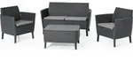 Keter Lounge Set Salemo f&uuml;r 4 Personen, 2er Sofa + 2 Sessel + Tisch + Sitzauflagen,