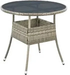 Juskys Polyrattan Gartentisch Yoro rund - wetterfest &Oslash; 80 cm Outdoor Tisch - Grau -