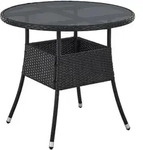 Juskys Polyrattan Gartentisch Yoro rund - wetterfest &Oslash; 80 cm Outdoor Tisch - Schwarz