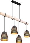Globo Lighting H&auml;ngeleuchte Metall schwarz matt, Holz naturfarben, Metall schwarz