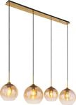 Globo Lighting H&auml;ngeleuchte Metall messingfarben matt, Glas amber, klar, Kabel