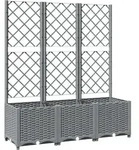vidaXL Pflanzk&uuml;bel mit Rankgitter Hellgrau 120x40x136 cm PP - Grau