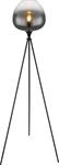 Globo Lighting Stehleuchte Metall schwarz matt, Glas rauchfarben, Kabel Textil