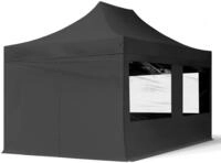 TOOLPORT 3x4,5m Stahl Faltpavillon, inkl. 4 Seitenteile, schwarz