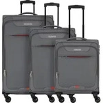 American Tourister Street Roll 4 Rollen Kofferset 3-teilig mit Dehnfalte - Grau