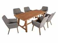 Tischgruppe OAKLAND Set 2, 7-tlg. | 1 × Tisch 985242 | 6 × Sessel RAPALLO...