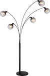 Globo Lighting Stehleuchte Metall schwarz matt, Marmor schwarz, Glas rauchfarben,