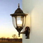 Au&szlig;enleuchte Wand Terrasse Hof IP44 mit Bewegungsmelder Kupfer E27 Glas Aluminium