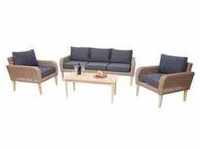 Garnitur MCW-H57, Garten-/Lounge-Set Sofa Sitzgruppe, rundes Poly-Rattan Alu +...
