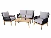 Gartengarnitur MCW-H58, Lounge-Set Sofa Sitzgruppe, Seilgeflecht Rope Holz Akazie