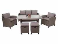 Poly-Rattan Garnitur MCW-E95, Garten-/Lounge-Set Sofa Sitzgruppe, Tischplatte WPC