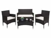 Poly-Rattan Garnitur MCW-F55, Balkon-/Garten-/Lounge-Set Sofa Sitzgruppe braun,