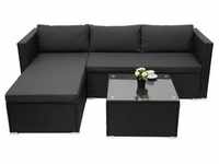Poly-Rattan Garnitur MCW-F57, Balkon-/Garten-/Lounge-Set Sofa Sitzgruppe schwarz,