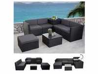 Poly-Rattan-Garnitur MCW-D21, Balkon-/Garten-/Lounge-Set Sofa Sitzgruppe, Box