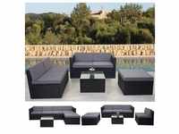 Poly-Rattan-Garnitur MCW-D24, Garten-/Lounge-Set Sofa anthrazit, Polster grau