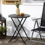 Outsunny Gartentisch, Runder Klapptisch, &Oslash;60 cm Beistelltisch f&uuml;r 2 Personen -