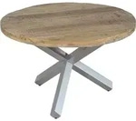 SAM&reg; Esszimmertisch rund 130 cm Mangoholz Natur Silber RUNIS - Hellbraun