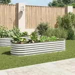 vidaXL Garten-Hochbeet 240x80x44 cm Verzinkter Stahl Silbern - Silber