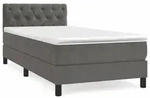 vidaXL Boxspringbett mit Matratze Dunkelgrau 80x200 cm Samt - Grau