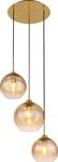 Globo Lighting H&auml;ngeleuchte Metall messingfarben matt, Glas amber, klar, Kabel
