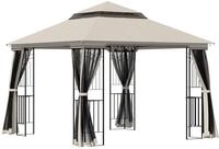 Outsunny Gartenpavillon mit Doppeldach 3x3 Pavillon Gartenzelt Festzelt Beige