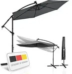 Juskys Ampelschirm Brazil 300 cm mit UV-Schutz, Kurbel & H&uuml;lle - Grau - Grau