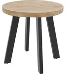Esszimmertisch rund 90 cm Akazienholz naturfarben schwarz SOPHIA - Naturbelassen