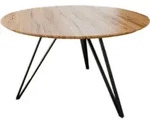 SAM&reg; Runder Esszimmertisch Akazie natur Schweizer Kante 110 cm Metallfu&szlig; INSA -