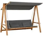 Outsunny Hollywoodschaukel mit Bettfunktion 3-Sitzer mit Dach L&auml;rchenholz Grau -