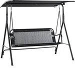 Outsunny 2-Sitzer Hollywoodschaukel mit Sonnendach Patio Terrasse Schwarz - Schwarz