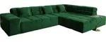 KAWOLA Sofa NEVADA Ecksofa Velvet smaragd Recamiere rechts - Gr&uuml;n