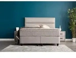 Boxspringbett Suna 180 x 200 cm Hellgrau Voll-orthop&auml;disches Komfortbett mit