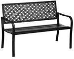 Outsunny 2-Sitzer Bank mit Blumenmuster Gartenbank f&uuml;r Garten max 240 kg Schwarz -
