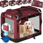CADOCA&reg; Hundebox Faltbar 70x52x50cm inkl. Trinknapf - Dunkelrot